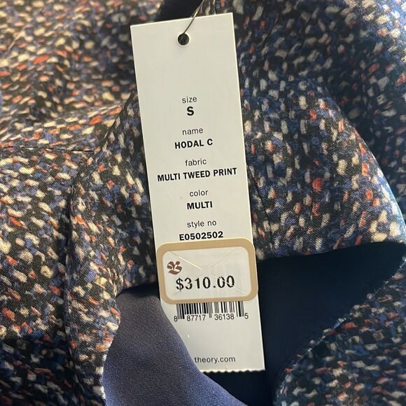 Theory Multi Tweed-Print Hodal C Silk Top - Picture 3 of 3